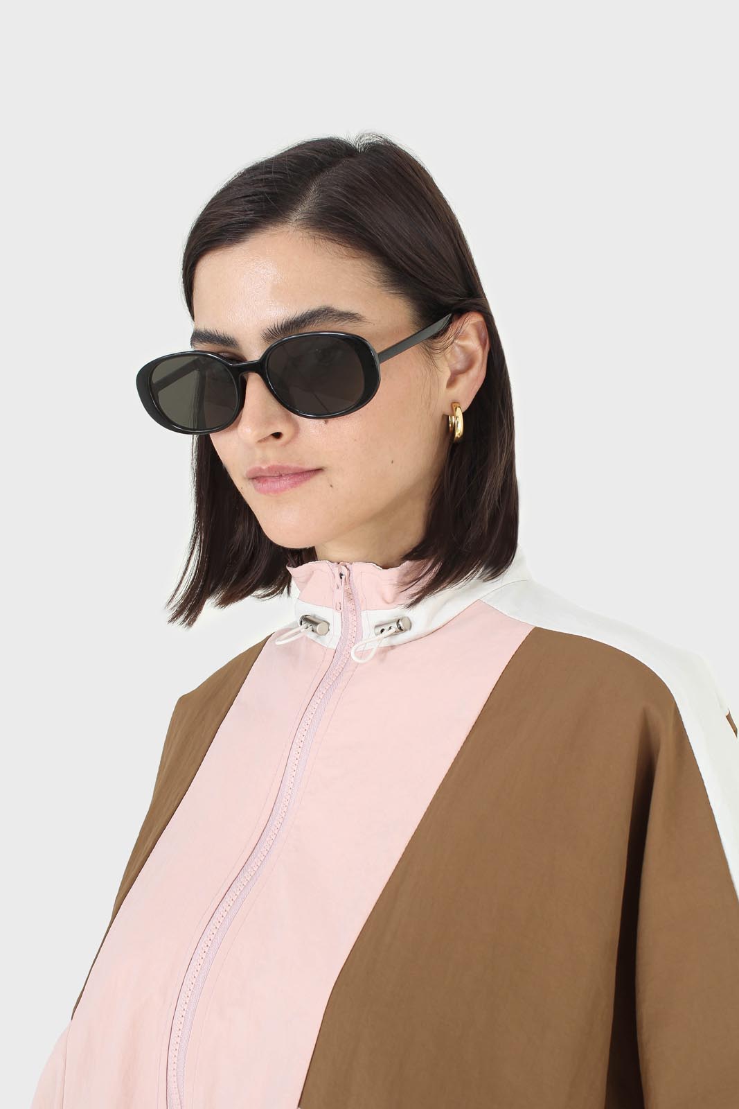 Pink and khaki colorblock nylon windbreaker_11