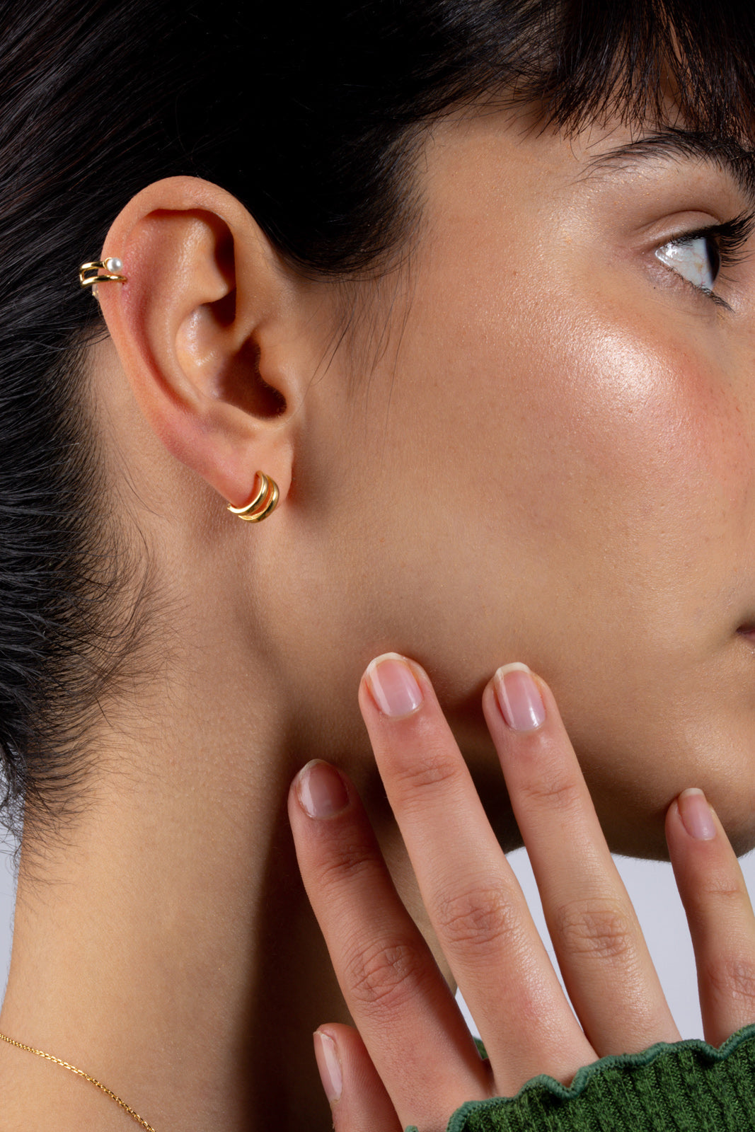 Gold double lined pearl ear cuff_4