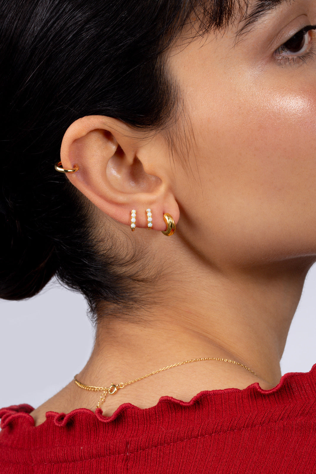 Gold etched thick hoop earrings_3