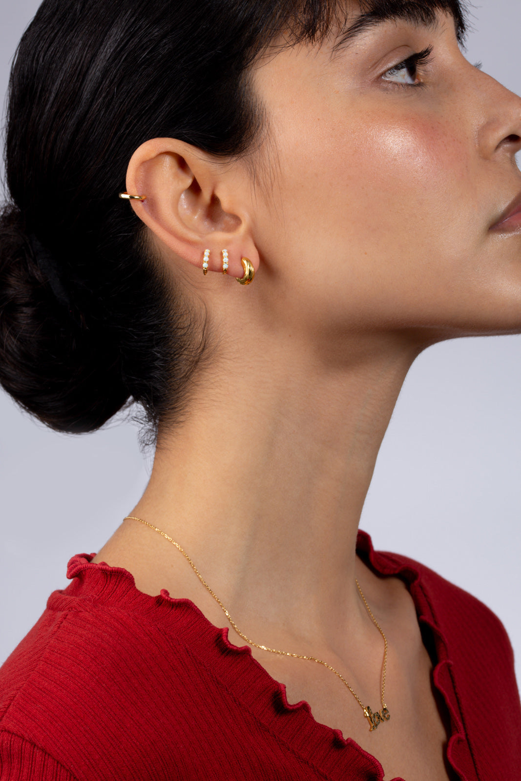 Gold etched thick hoop earrings_4