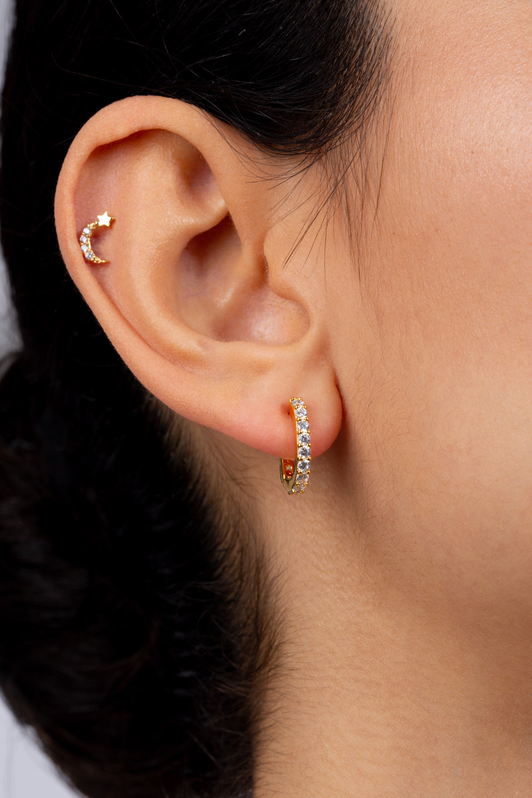 Gold diamante shooting star stud_2