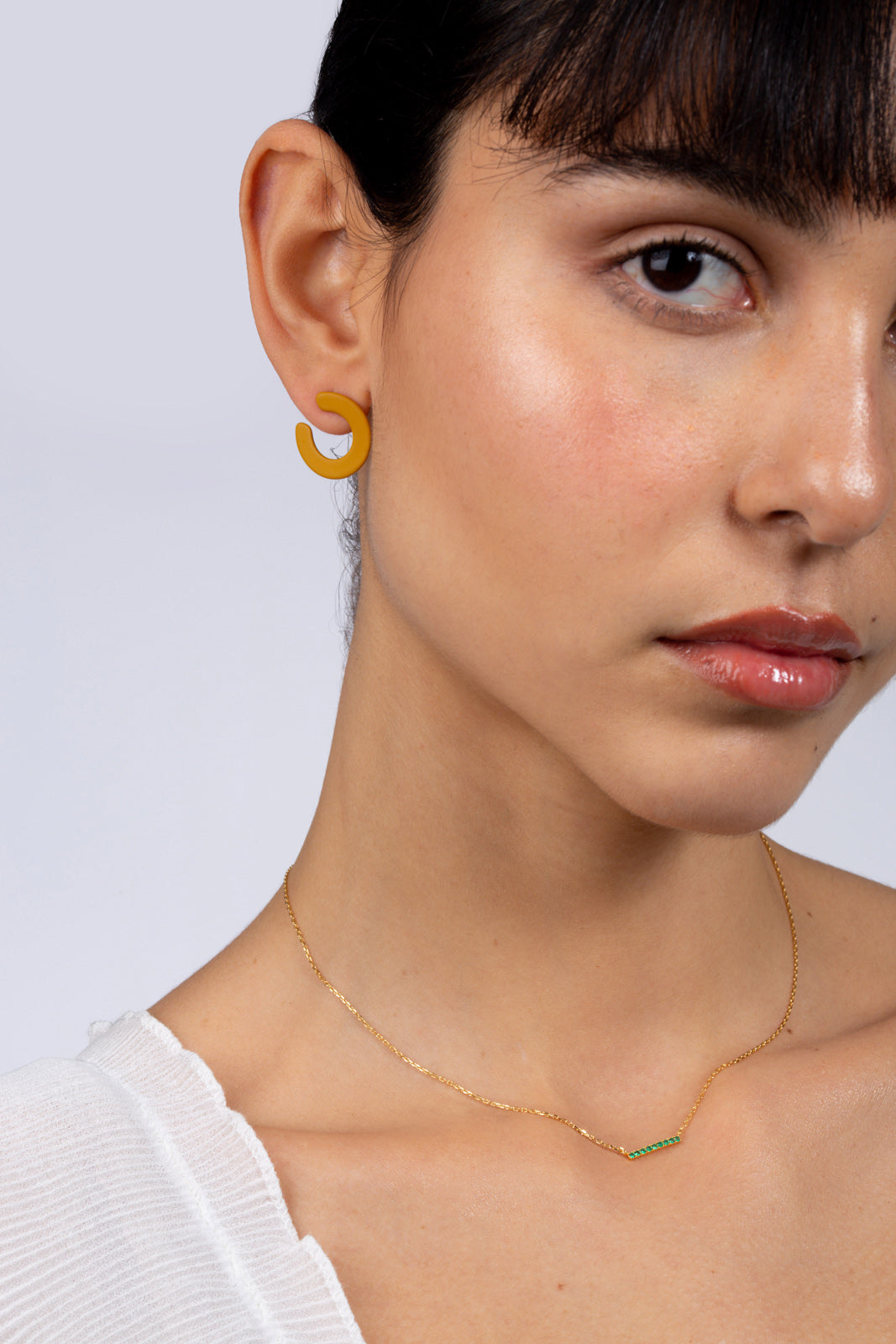 Mustard matte open circle stud earrings_3