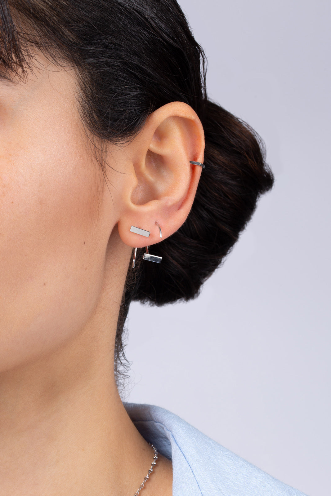 Silver hexagon ear cuff_4