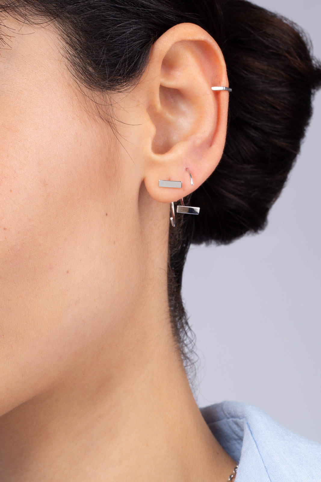 Silver hexagon ear cuff_2