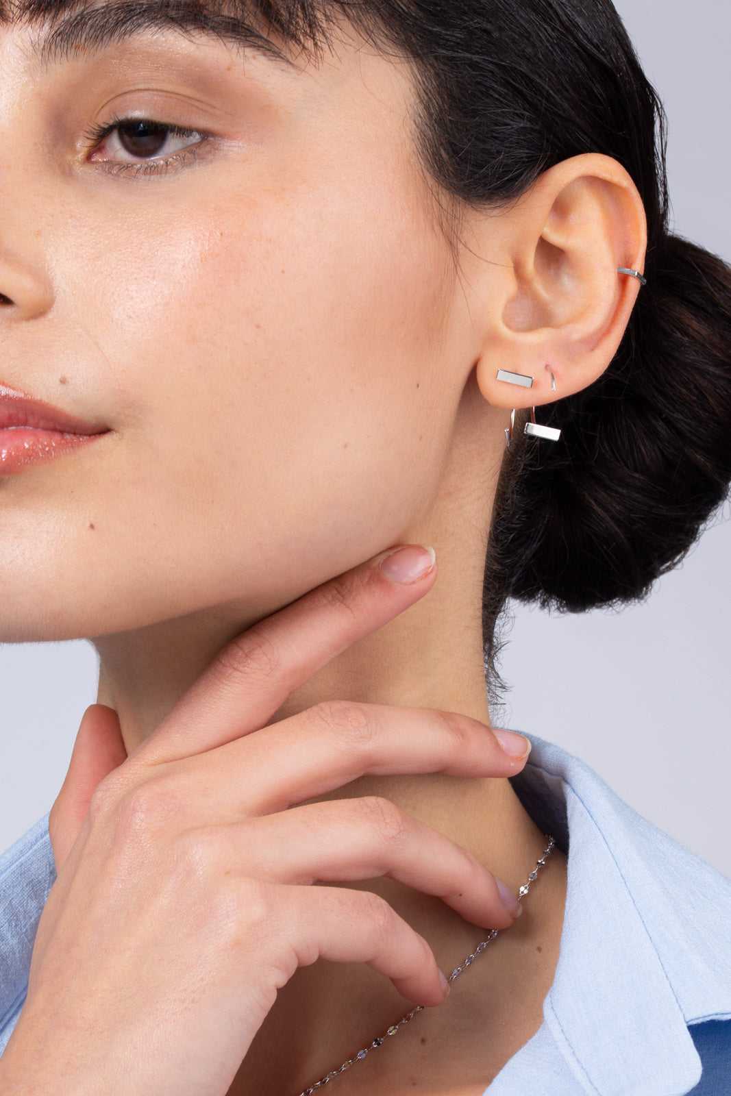 Silver hexagon ear cuff_5