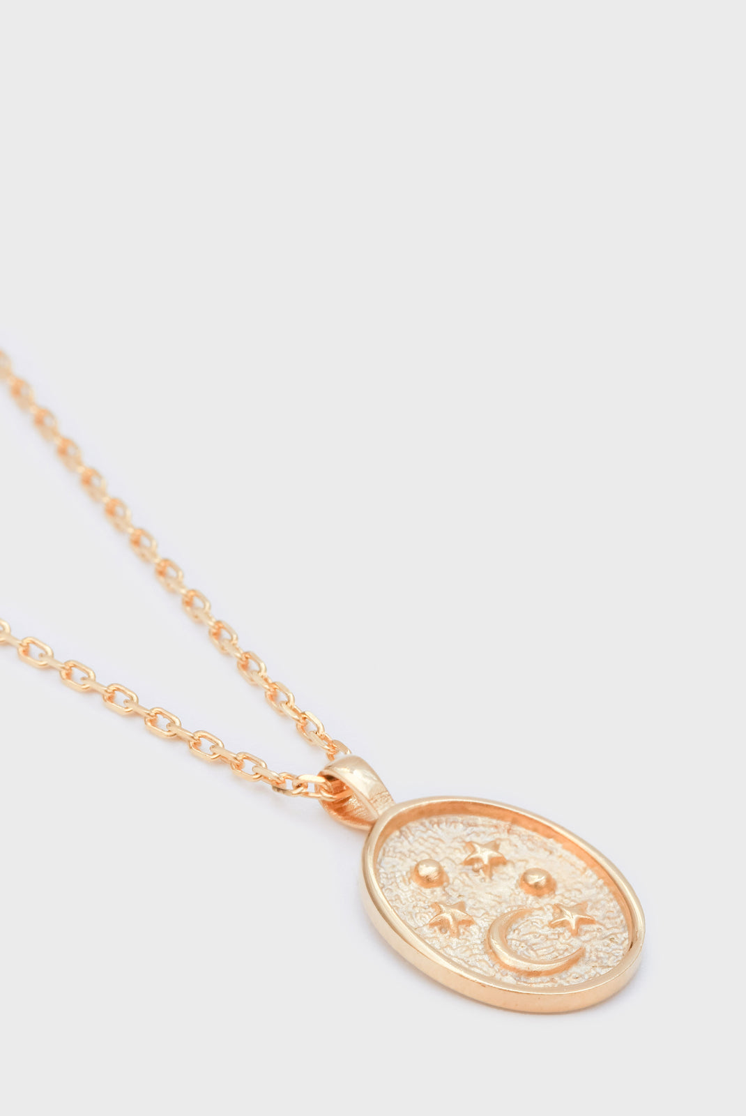 Gold charm necklace - moon and stars circle_2