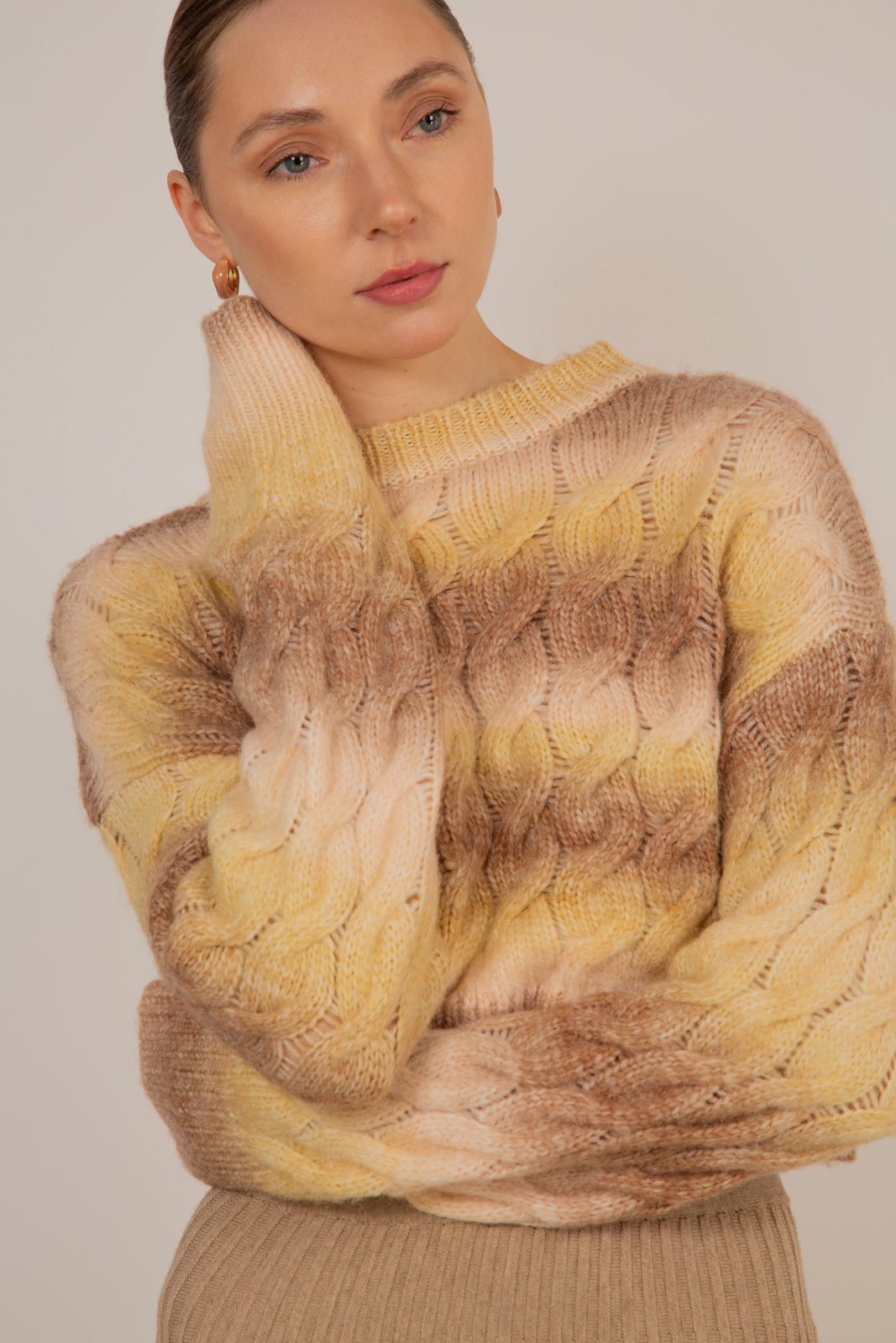 Beige and yellow dip striped jumper_2