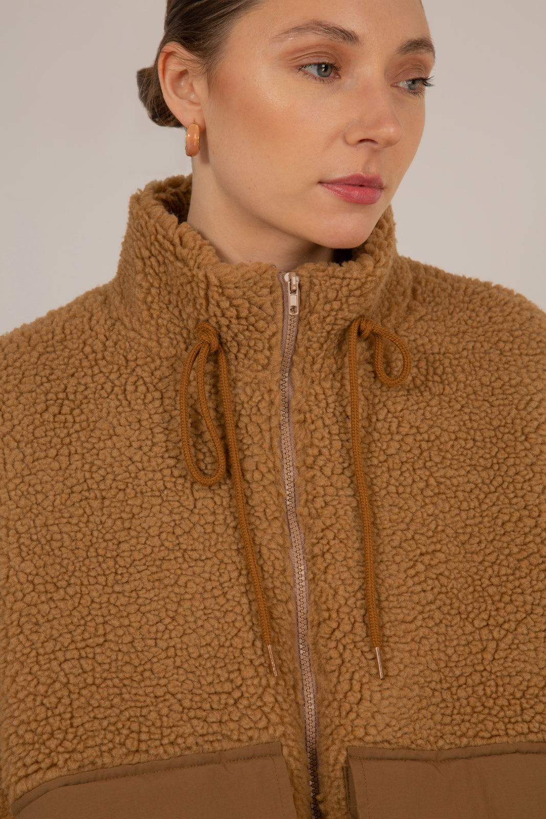 Camel teddy patch pocket jacket_2