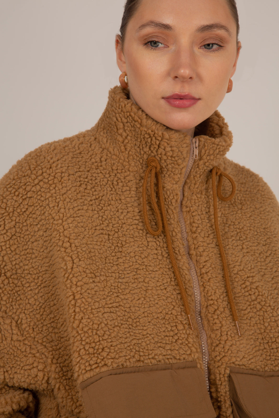 Camel teddy patch pocket jacket_9