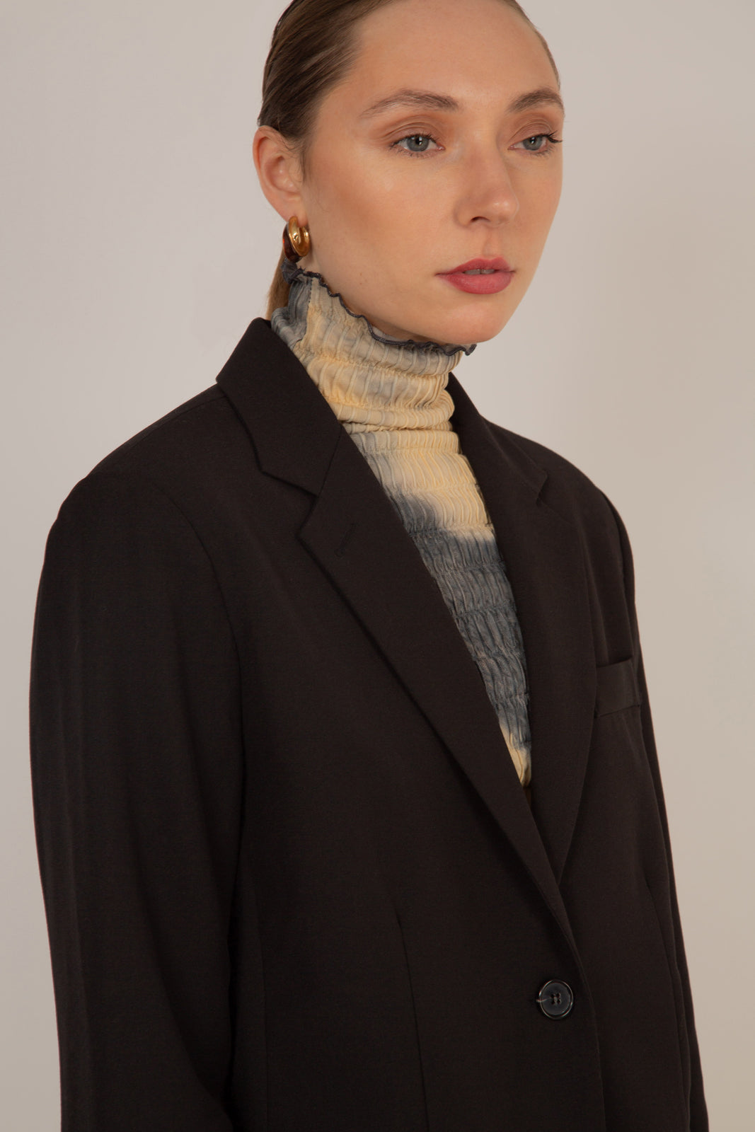 Black smart single breasted blazer_7