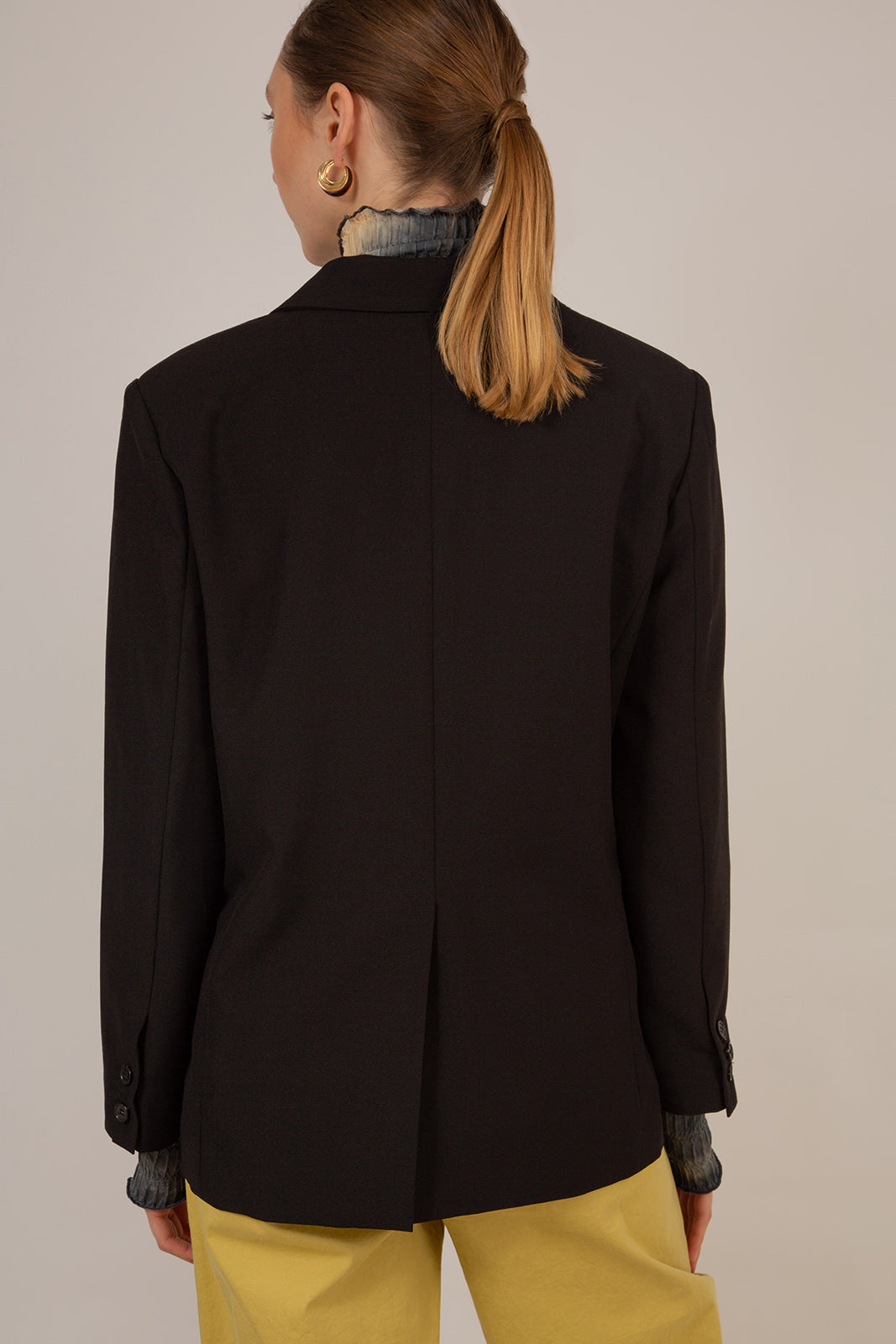 Black smart single breasted blazer_4