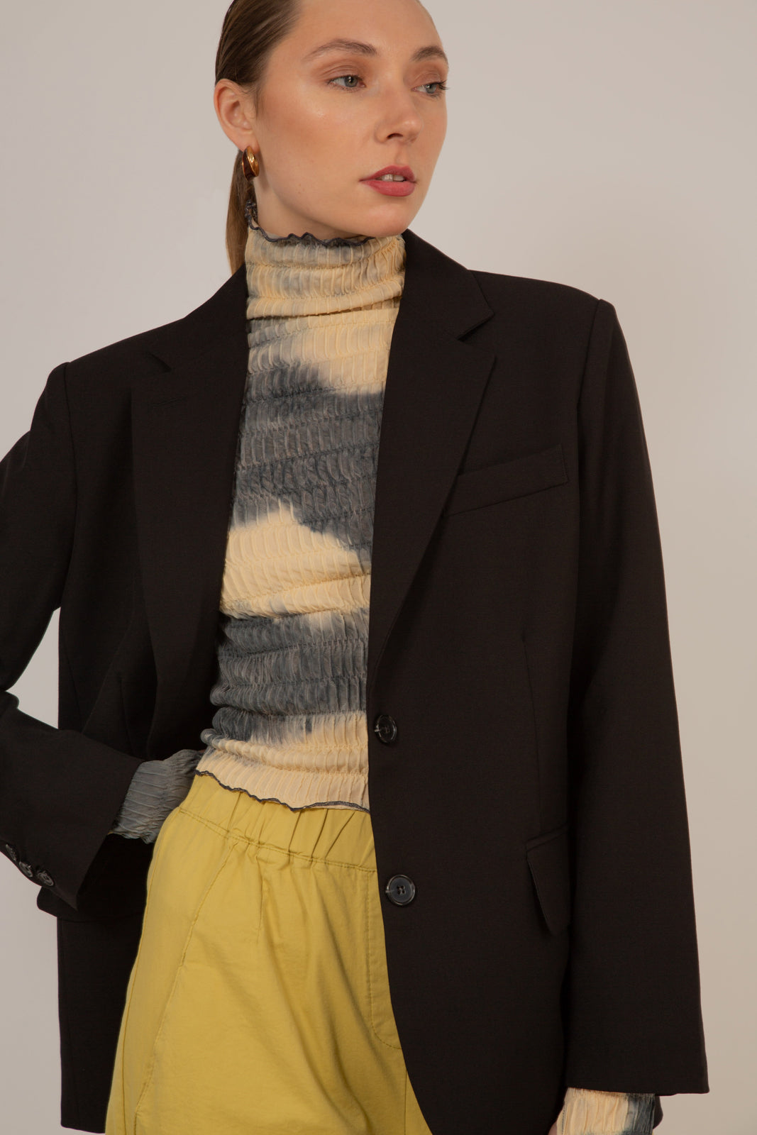 Black smart single breasted blazer_6