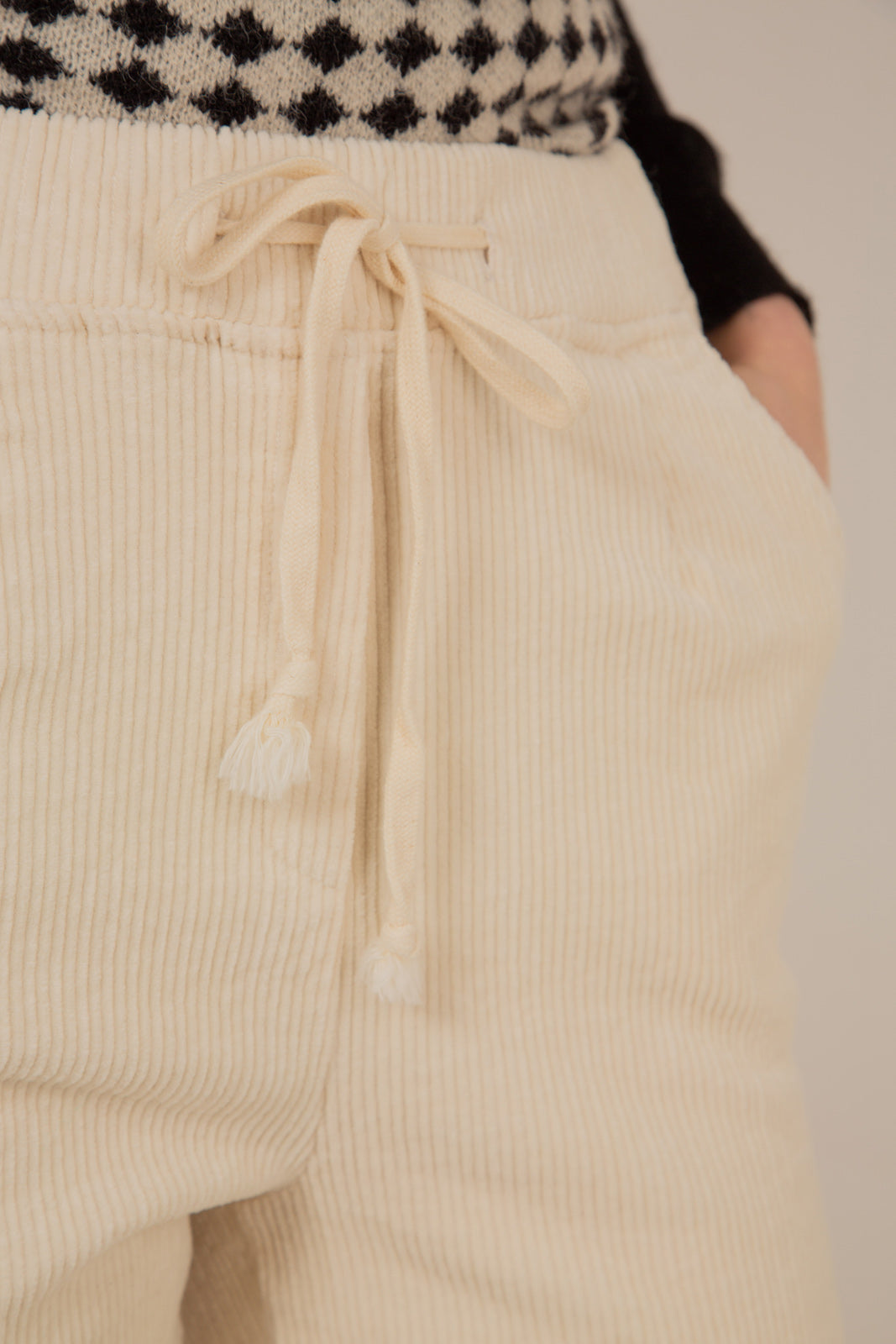 Ivory corduroy loose fit drawstring trousers_2