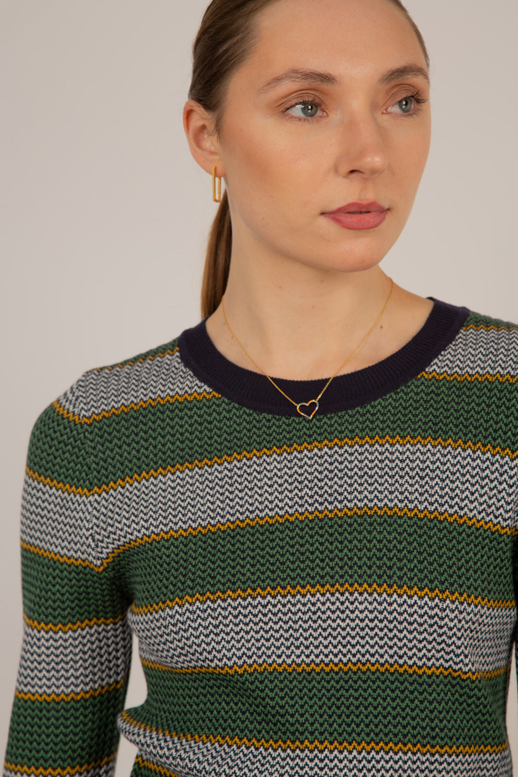 Navy and khaki striped knit top_6