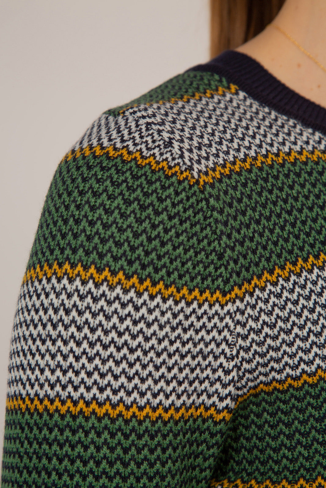 Navy and khaki striped knit top_5