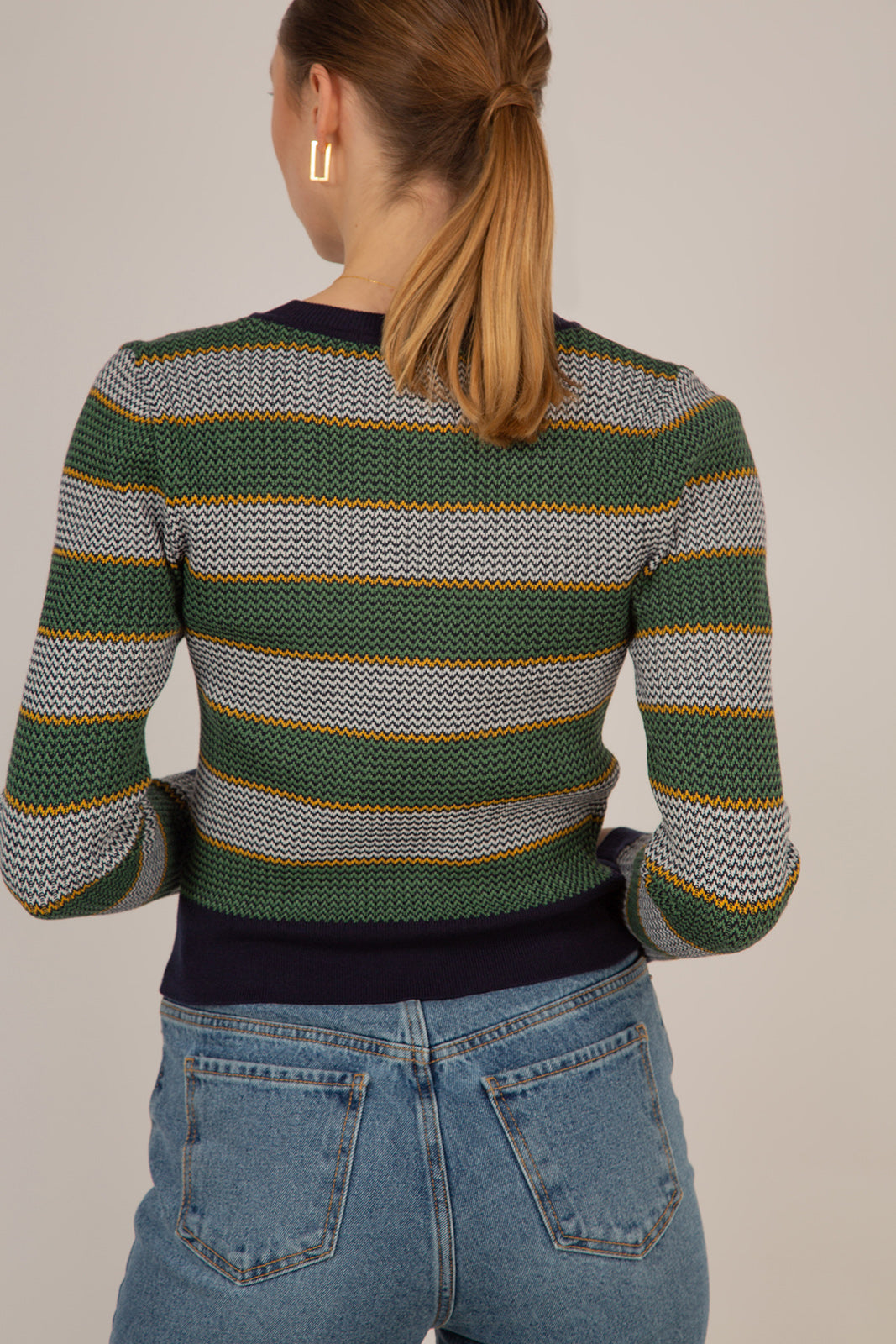 Navy and khaki striped knit top_4