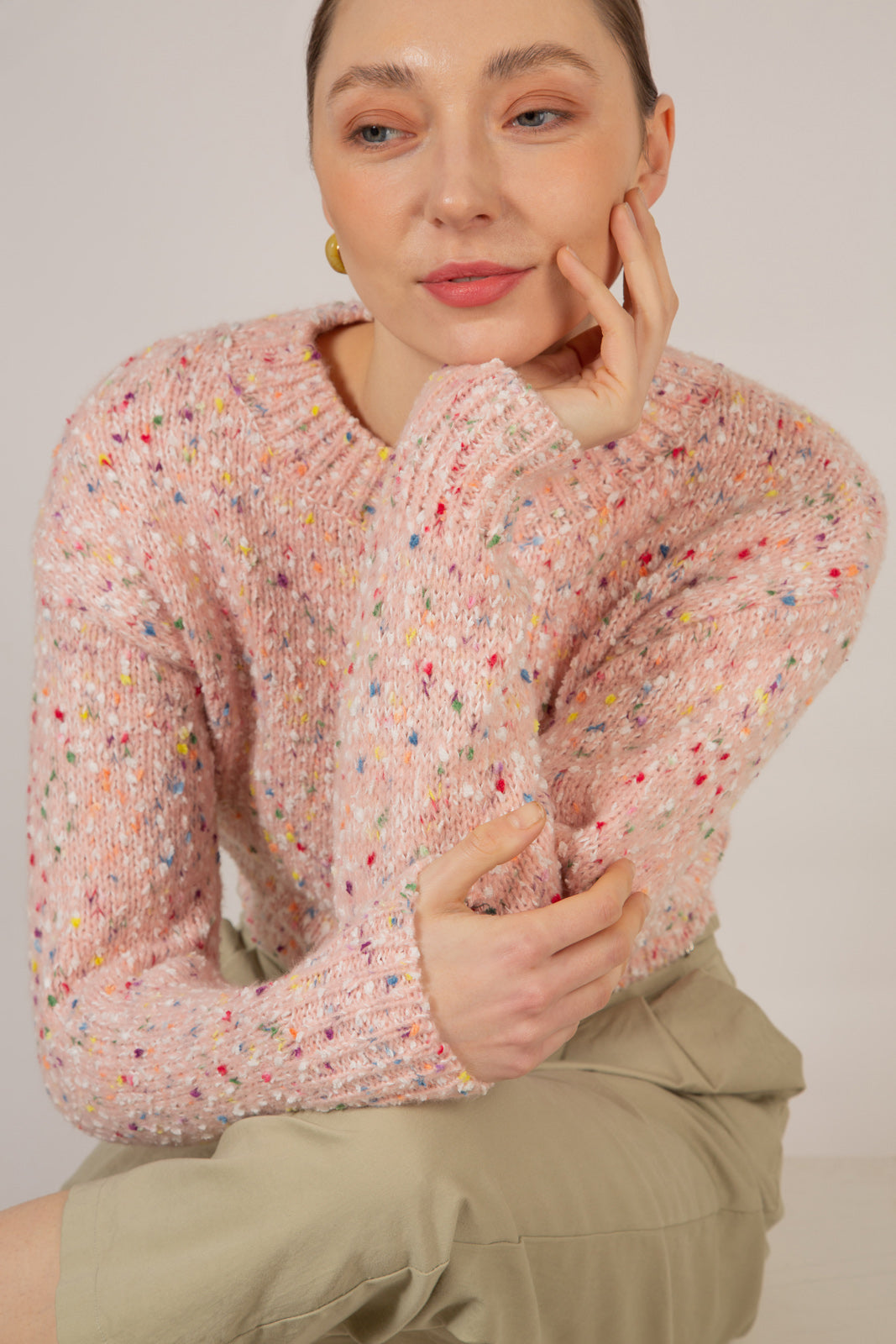 Pink rainbow flecked jumper_4