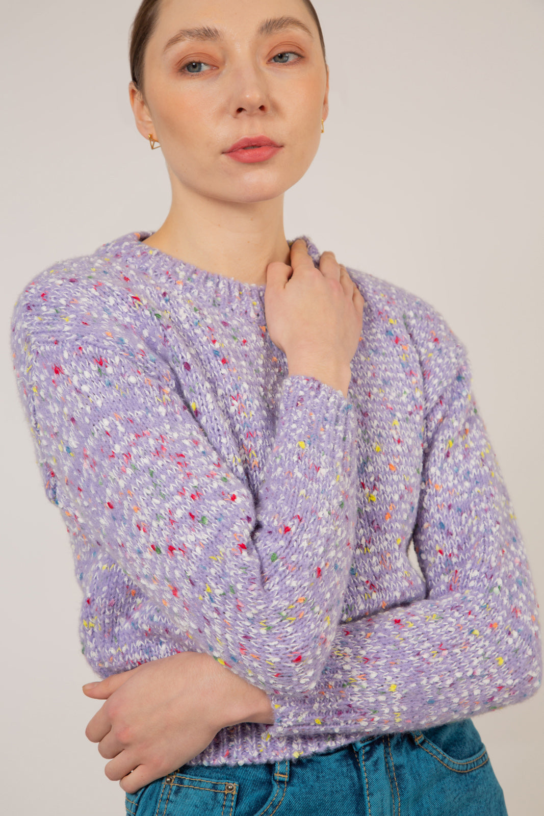 Purple rainbow flecked jumper_1