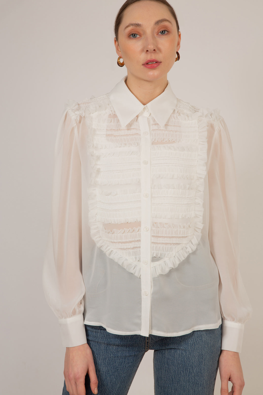 White textured panel shirt_1