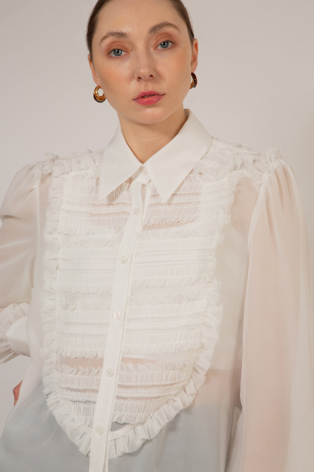 White textured panel shirt_2