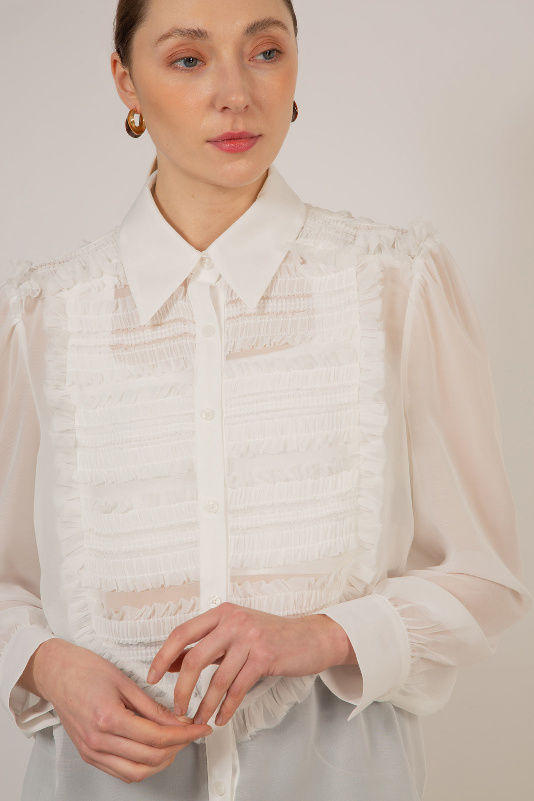 White textured panel shirt_3