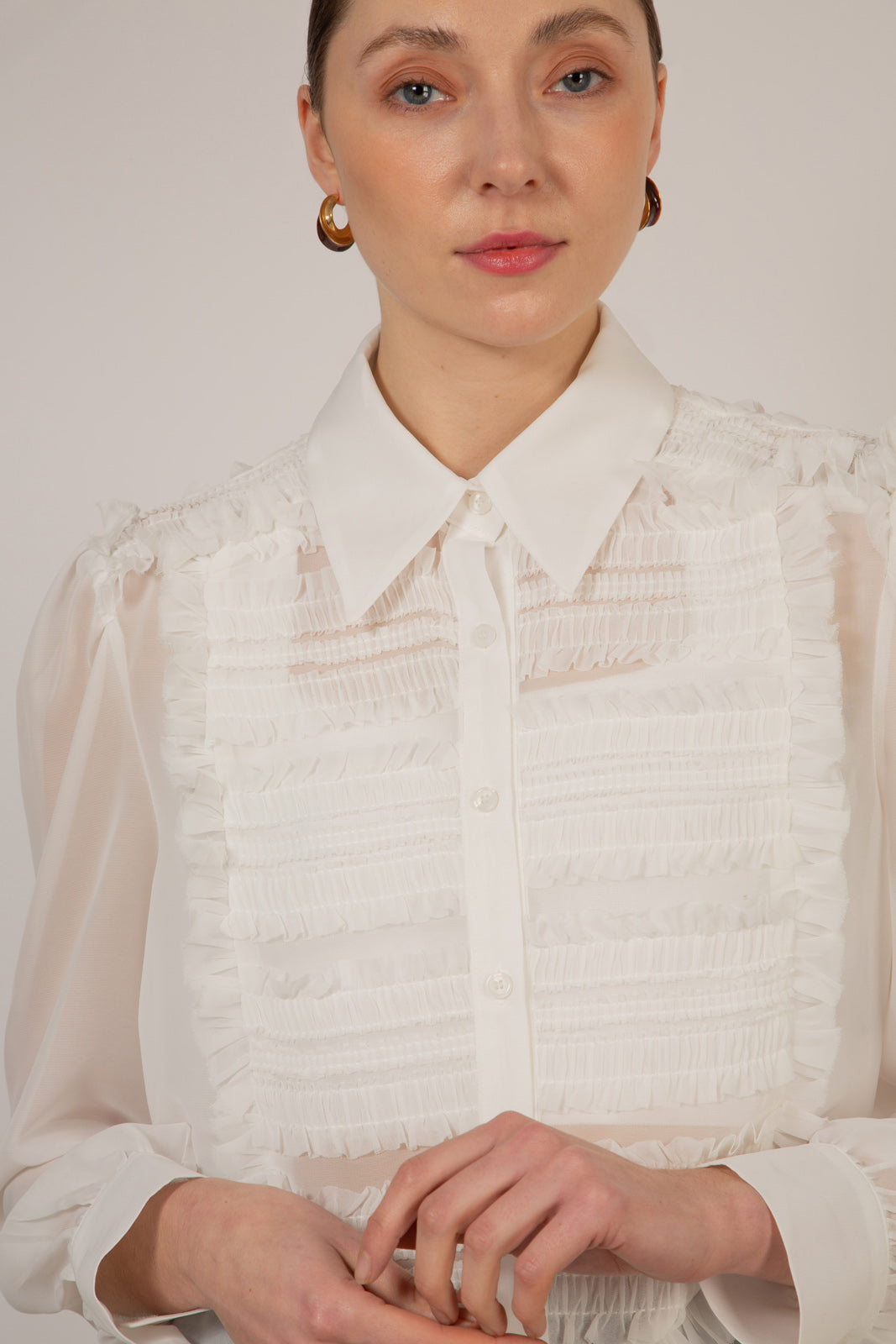 White textured panel shirt_4