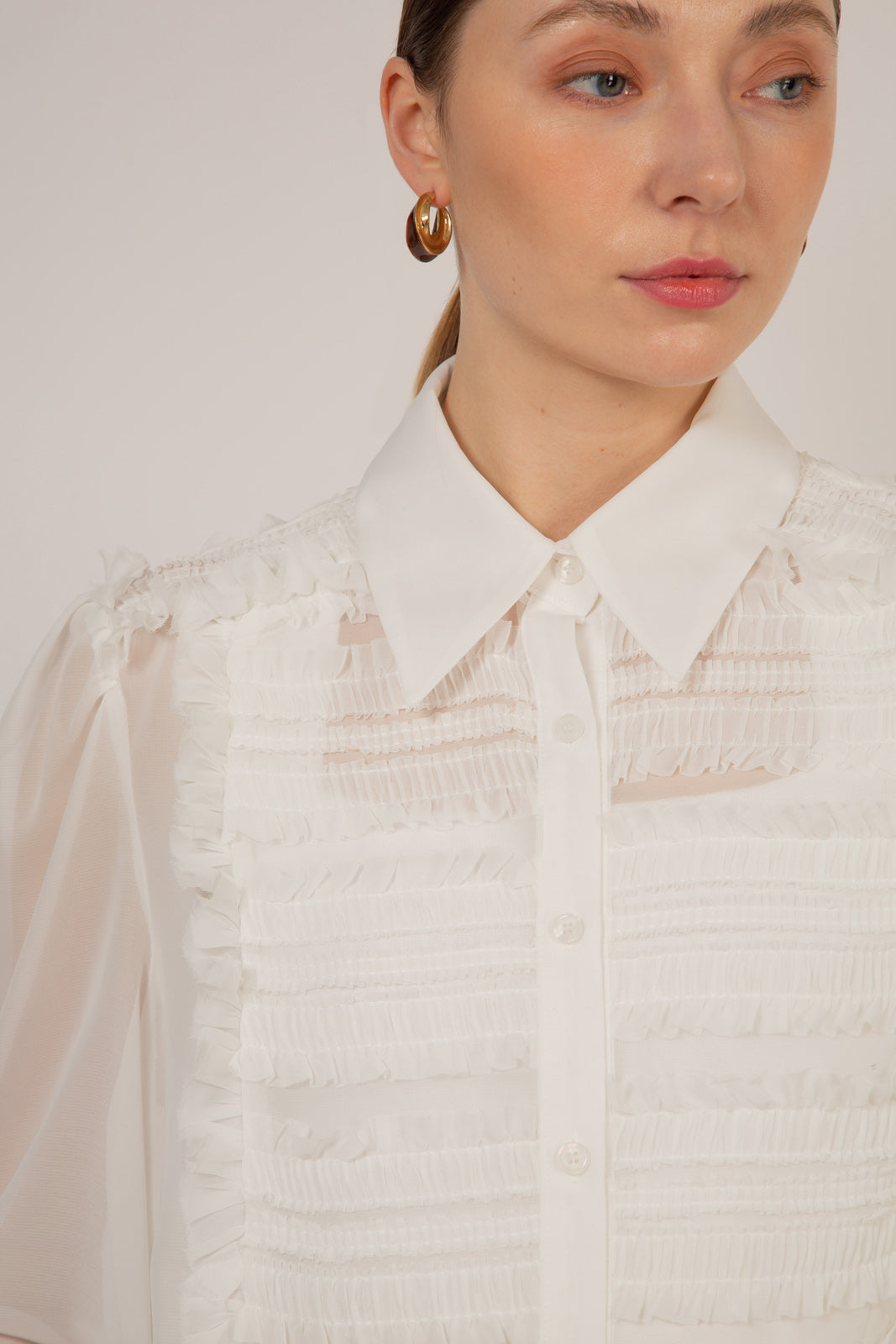 White textured panel shirt_8