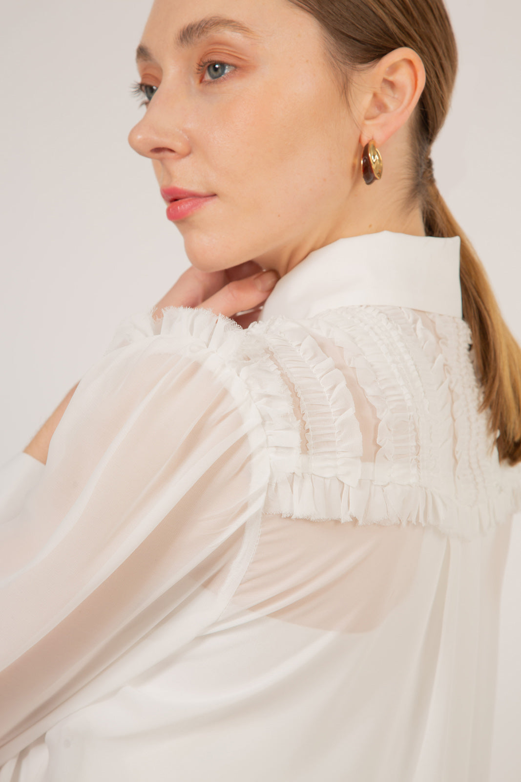 White textured panel shirt_10