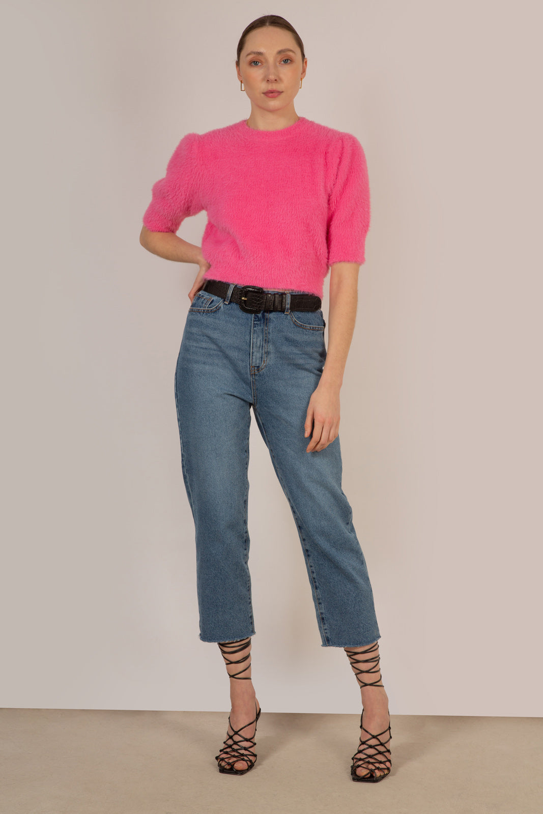 Hot pink furry balloon sleeve jumper_3