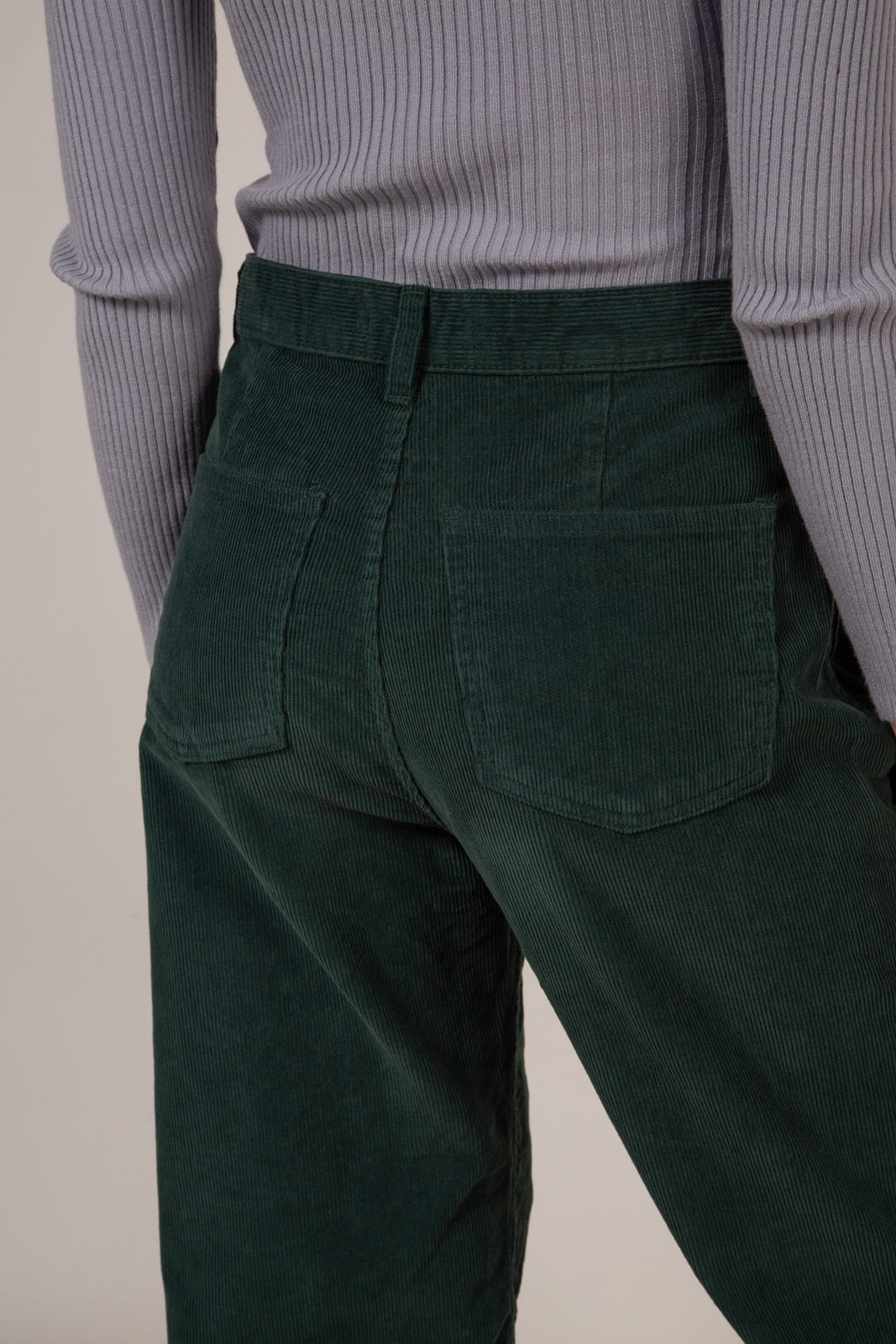 Green corduroy button waist trousers_9