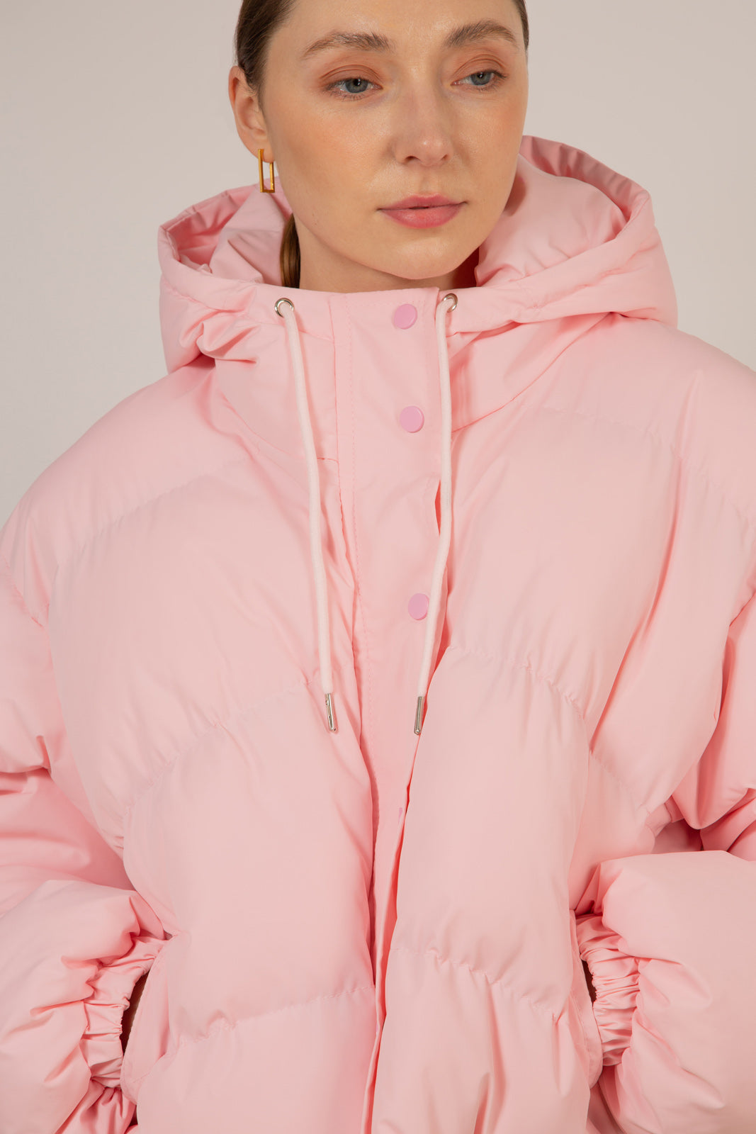 Baby pink hooded puffer jacket_8