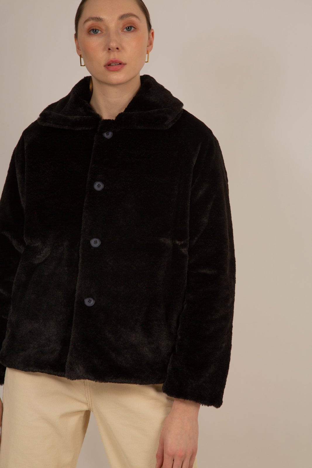 Navy faux fur large pocket reversible coat_14