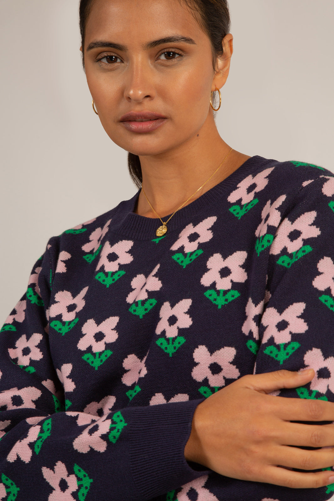 Navy and lilac smooth intarsia flower jumper_6