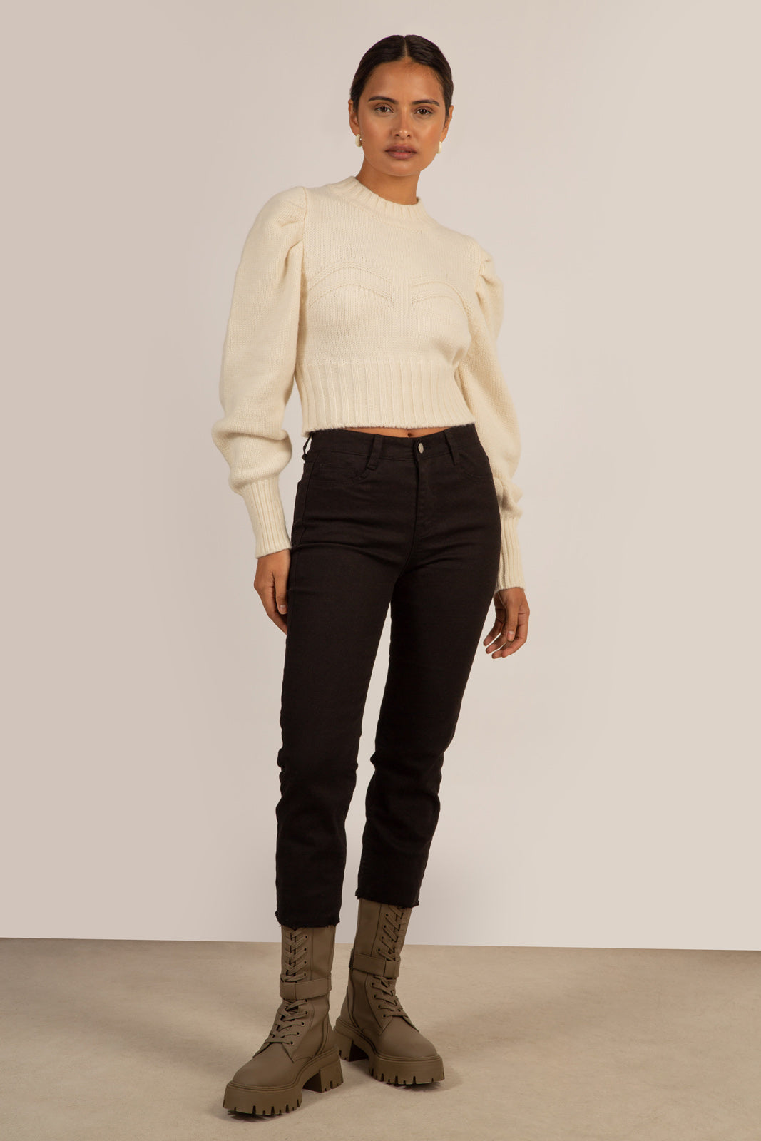 Ivory double chevron wool blend mock neck jumper_4