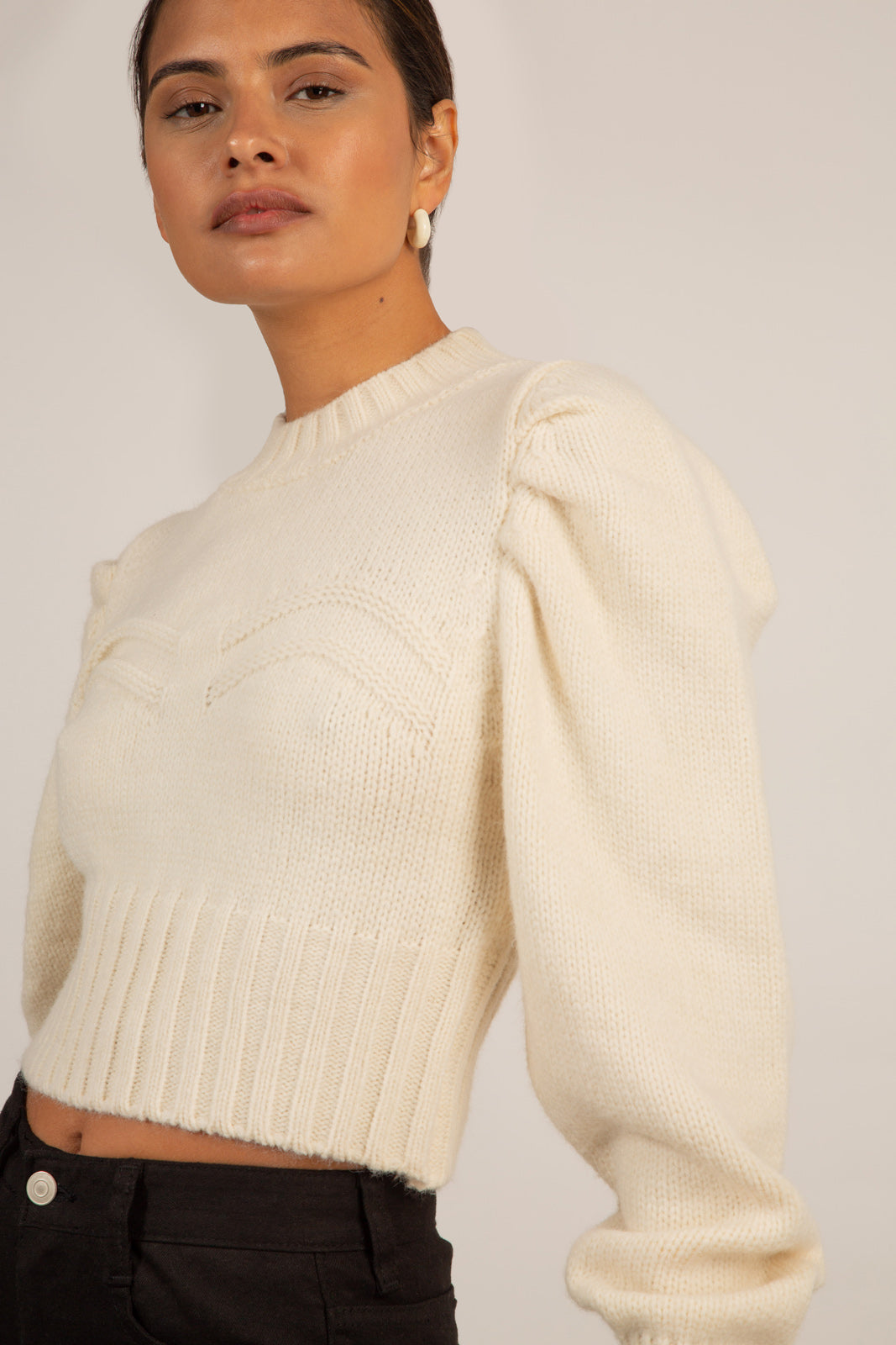 Ivory double chevron wool blend mock neck jumper_5