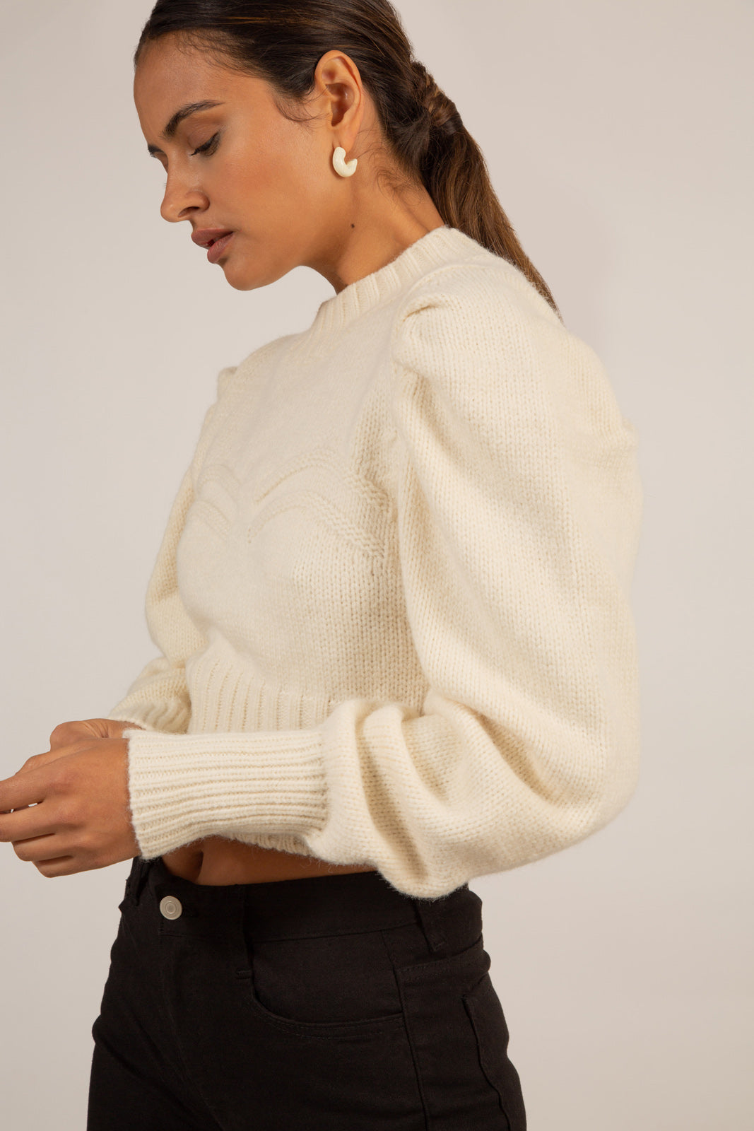 Ivory double chevron wool blend mock neck jumper_6