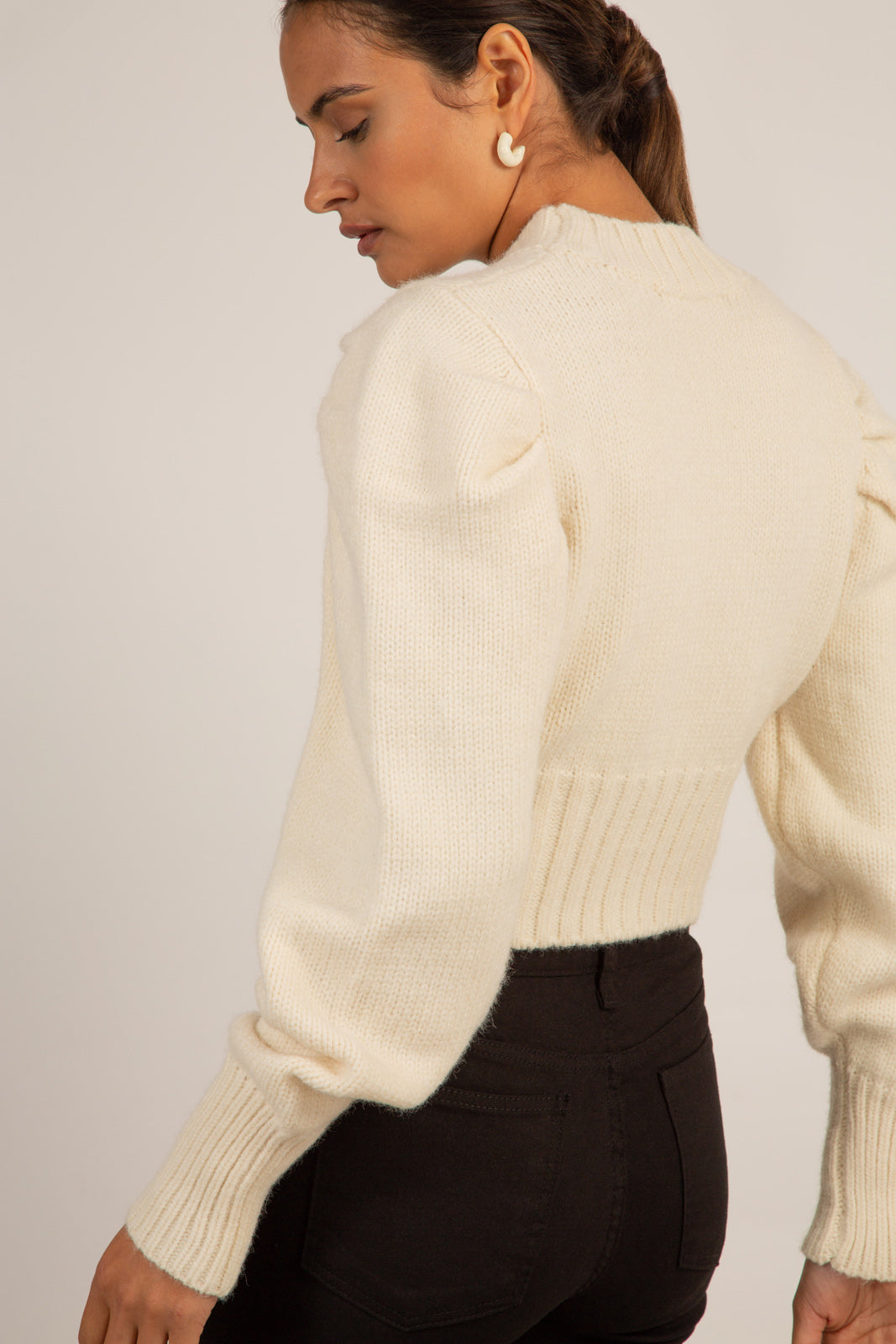 Ivory double chevron wool blend mock neck jumper_2