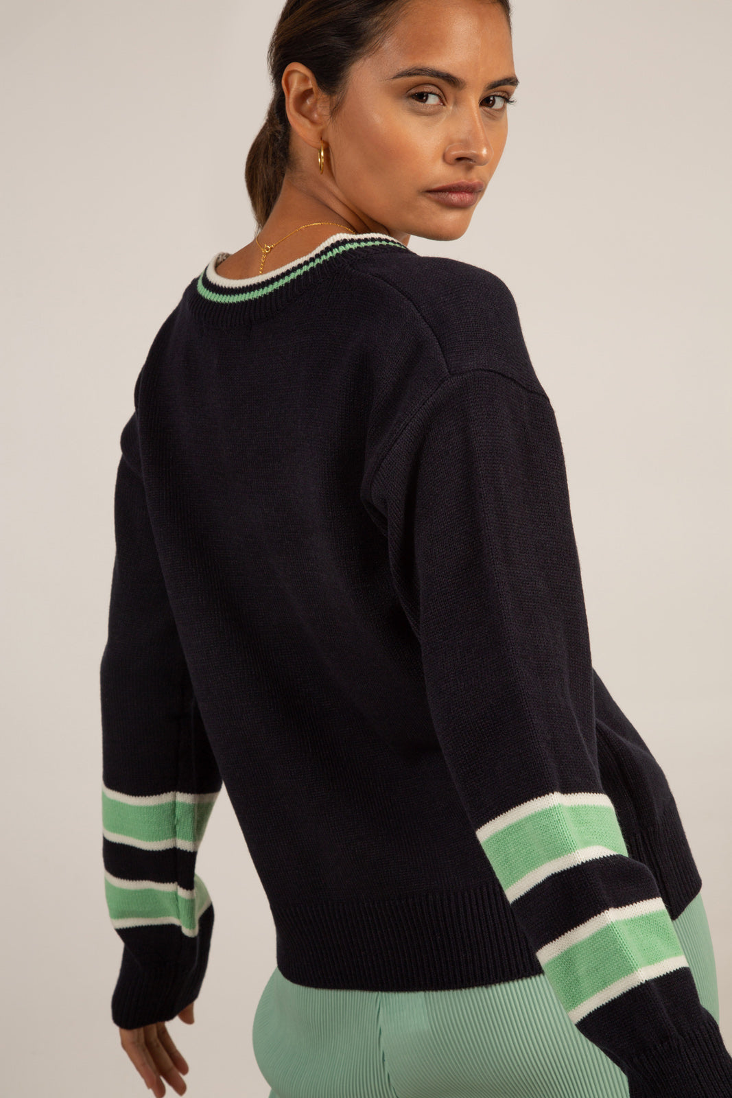 Navy and mint varsity trim jumper_2