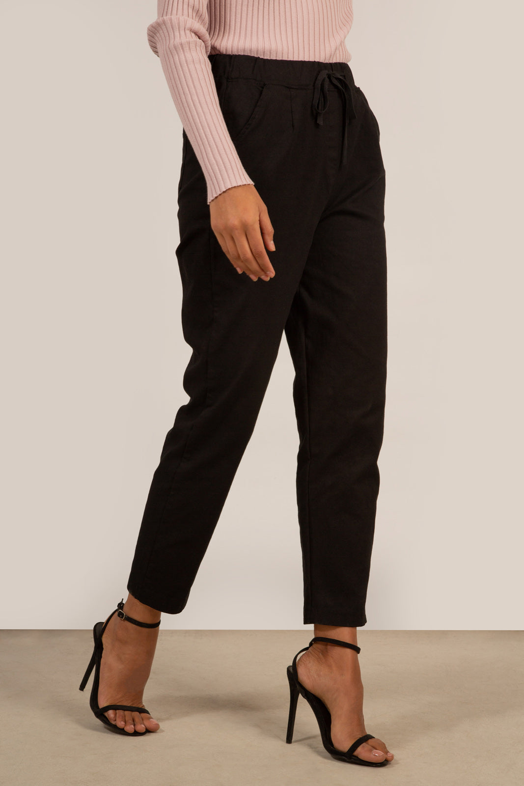 Black loose fit drawstring trousers_3