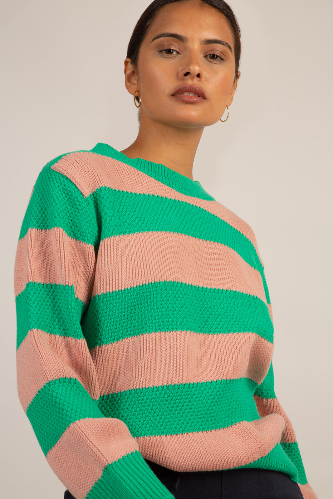 Green and pink thick striped jumper_4