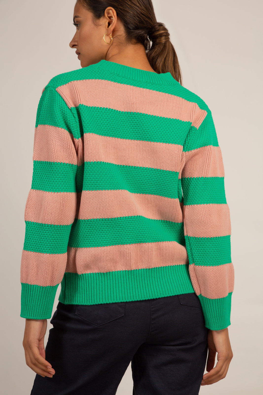Green and pink thick striped jumper_7