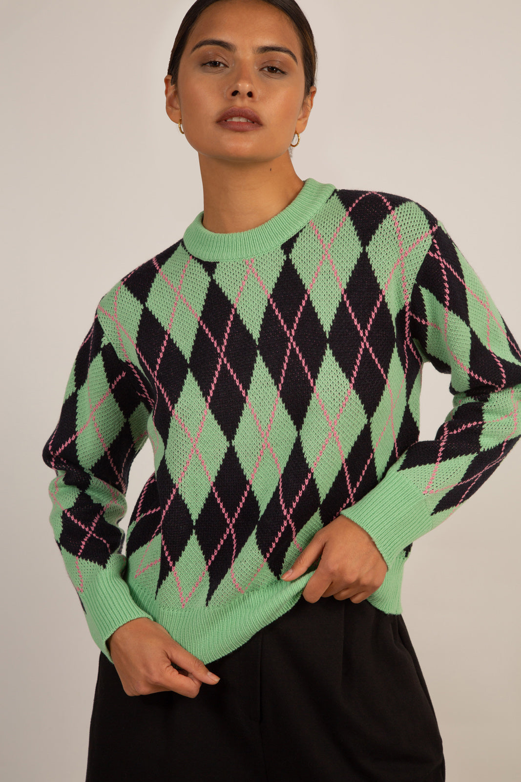 Mint navy and pink argyle jumper_2
