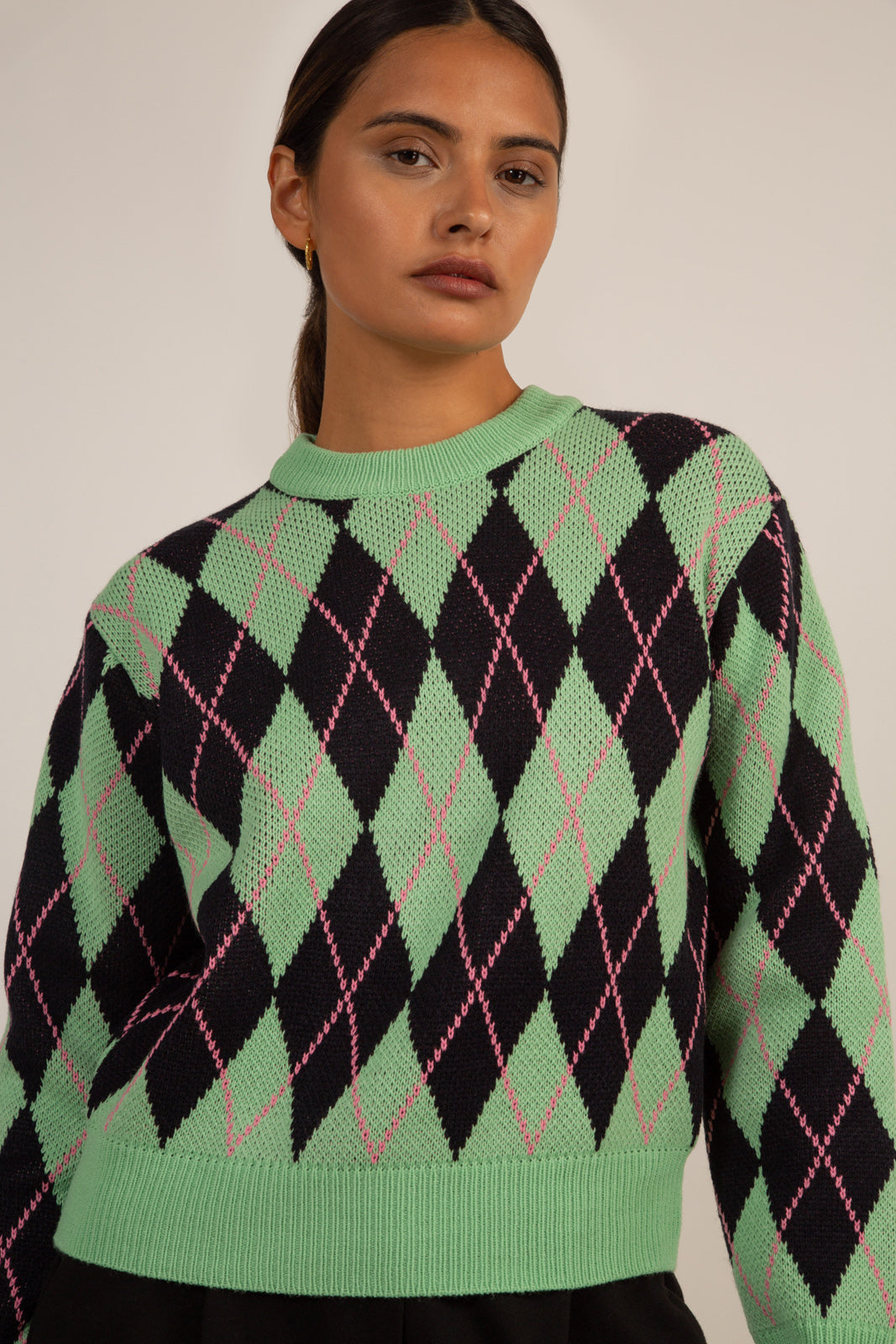 Mint navy and pink argyle jumper_3