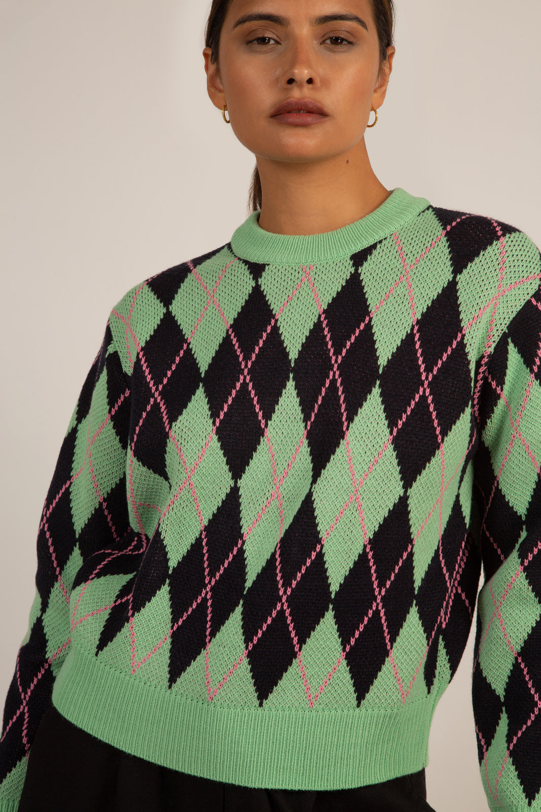 Mint navy and pink argyle jumper_8