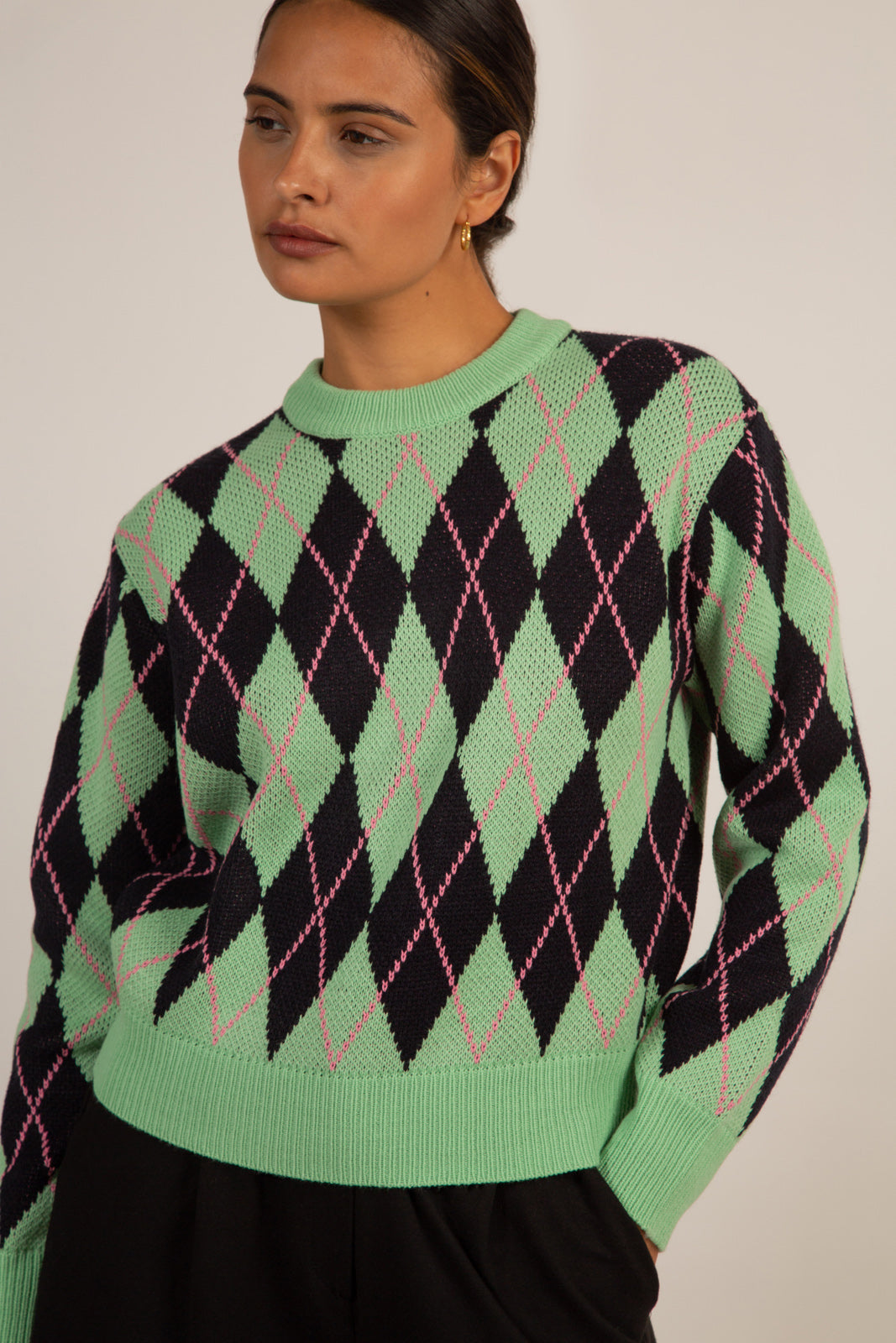 Mint navy and pink argyle jumper_9
