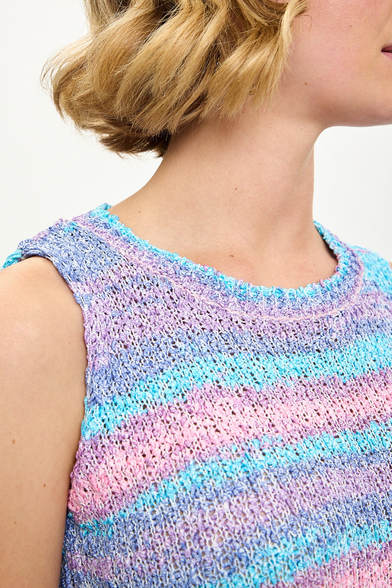 Pink aqua and purple bright striped sweater vest_3