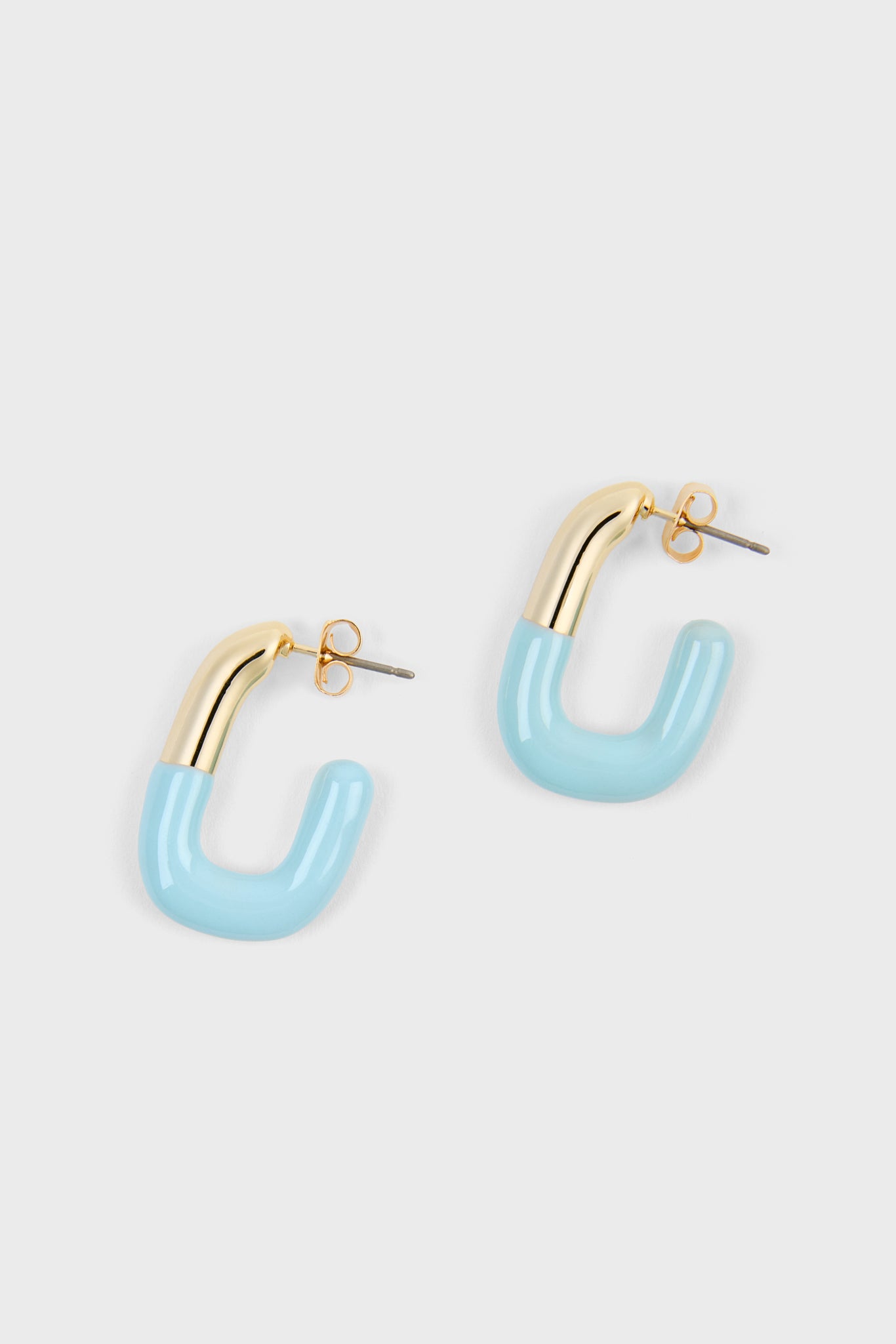 Baby blue enamel dipped gold square large hoop earrings_1