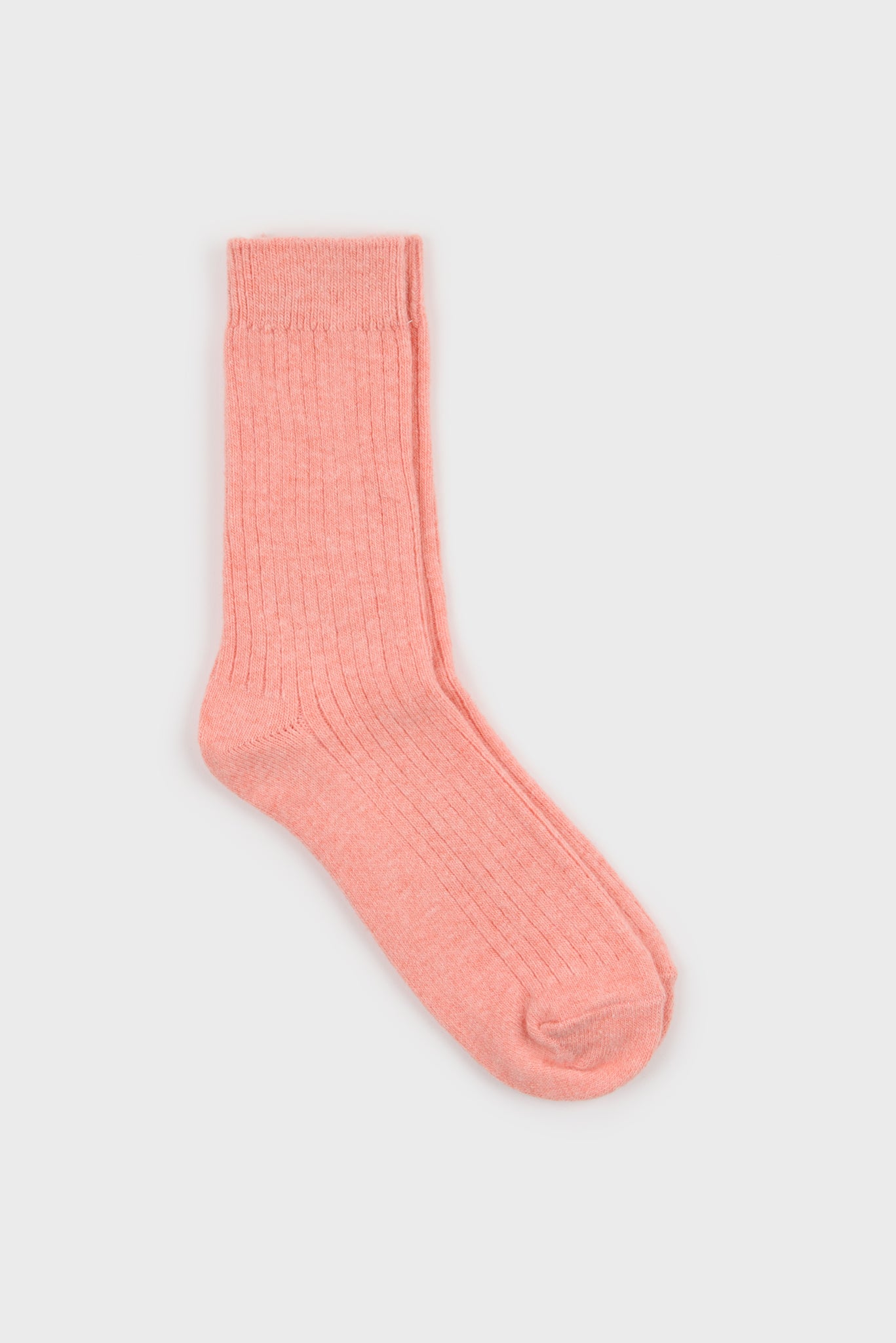 Baby pink ribbed cashmere wool blend socks_1