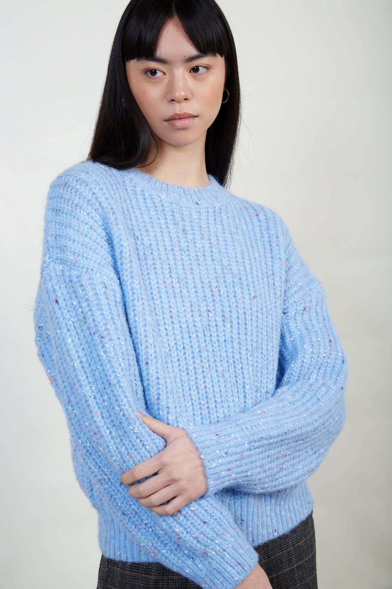 Baby blue rainbow fleck ribbed jumper_1