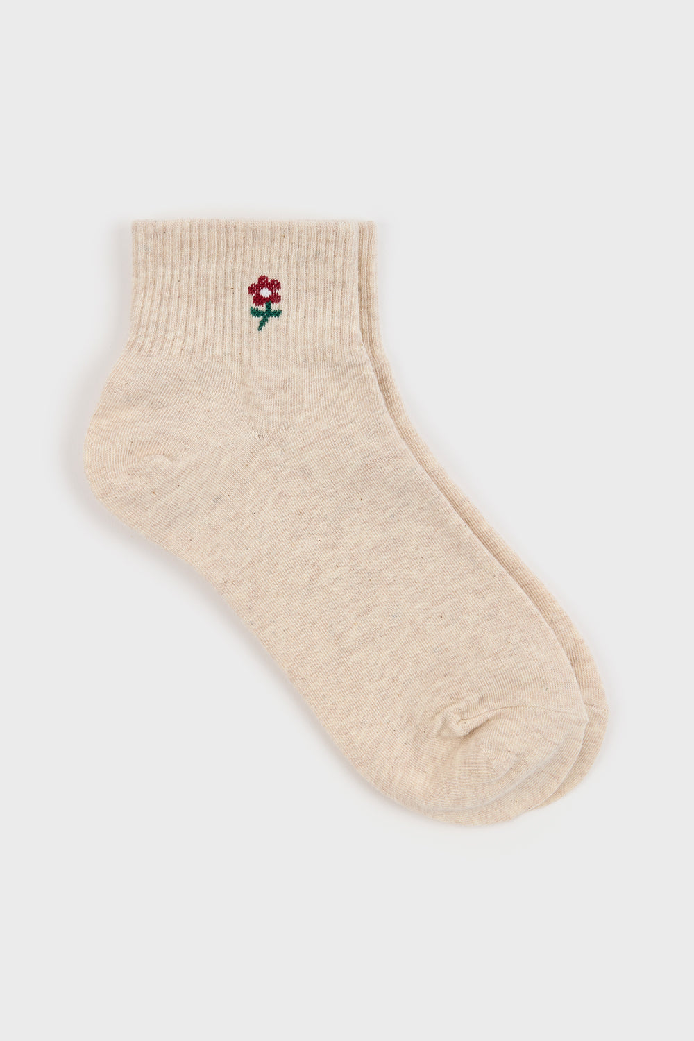 Beige and burgundy tiny daisy socks_1